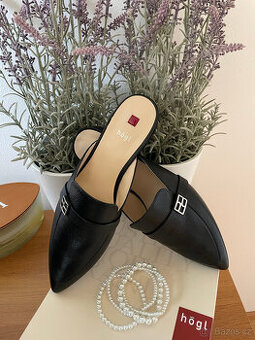Černé celokožené pantofle mules loafers Hogl, vel. 39