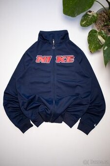 Vintage Nike tmavě modrá sportovní mikina na zip retro styl