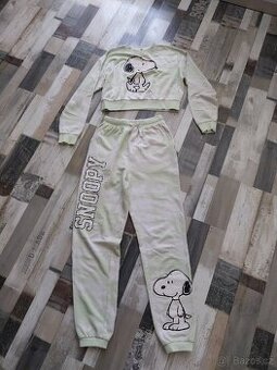 Dívčí tepláky a mikina crop top 152 Snoopy