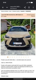 Lexus NX 350h AWD Overtrail - Slovensko
