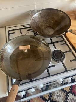 De Buyer pánev na smažení, wok + skleněná poklice - 1