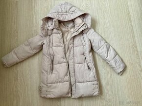 Šedý/béžový zimní prošívaný kabát vel. 36