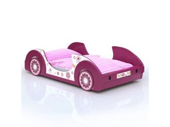 Dětská auto postel růžová - 1