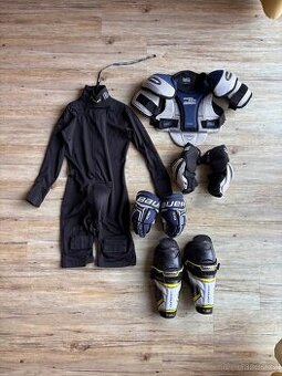 Hokejové rukavice, lokty, holeně, ramena, ribano