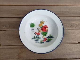 Smaltovaný talířek s obrázkem zajíčka, pr. 18 cm