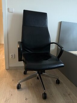 Kancelářská židle, černá ekokůže, vysoké opěradlo
