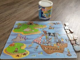 Dřevěné puzzle XXL, pirátské s figurkami - 1