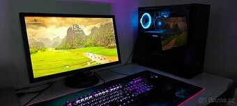 Herní PC Ryzen5 2600x včetně monitoru klávesnice a myši