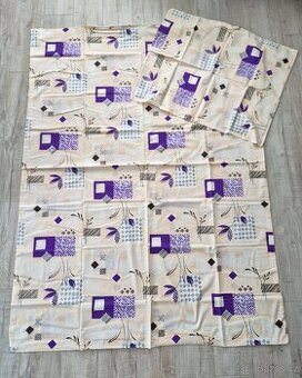 Povlečení béžová/fialová nové nepoužívané 4 lůžka