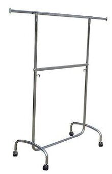 Výškově nastavitelný dvoupatrový stojan ( štendr ) na oděvy