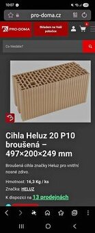 Cihla vnitřní HELUZ 20