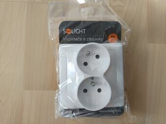 Solight dvojzásuvka Slim, pootočená horní zásuvka, bílá