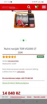 Ruční naviják TOR VS1000 1T 35M - 1