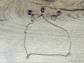 Stříbrná sada fialová nová dámská