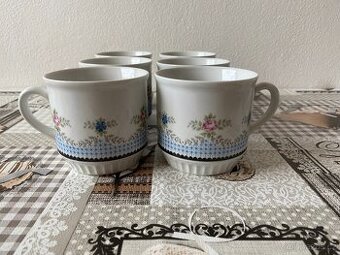 Raritní sada retro hrnků Dubí Czechoslovakia - 6 ks, 375 ml