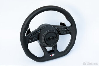 AUDI KOŽENÝ EXCLUSIVE VOLANT + AIRBAG + F1 PADLA BIELA NITKA