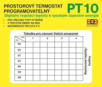 prostorový termostat PT10 - 1