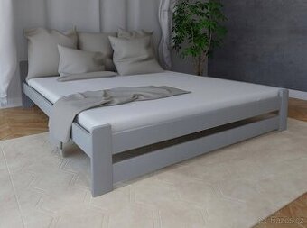 Nová postel MASIV BOROVICE šedá 160x200cm + rošt