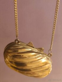 Mini mosazná stará  kovová taštička otvírací