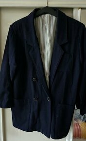 Nenošené tmavé modré pánské sako XL,  vlna