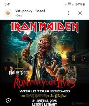 Iron Maiden 2 vstupenky