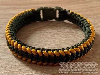 PARACORD náramek (20 cm) gold - oliv - 1