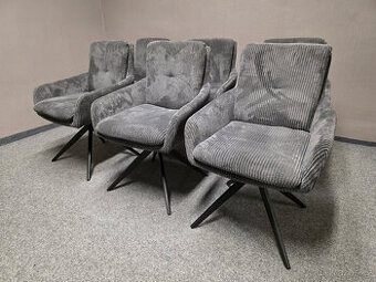 Nová 6x otočná židle šedý manšestr