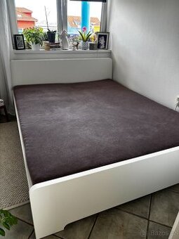 Rám postele, bílá, 160x200 cm + lamelový rošt + matrace