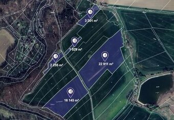 Prodej pole 45 541 m², Běstvina - Pařížov