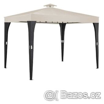 RATAN zahradní altán pavilon luxusní markýza 3x3m černý