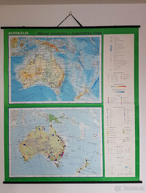 Stará školní mapa Austrálie a Nový Zéland - rok vydání 1991 - 1