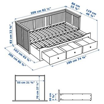 Rozkládací postel Ikea Hemnes 2ks