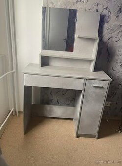 Toaletní stolek se zrcadlem betonově šedý 86,5x35x136 cm