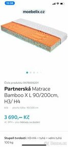 Prodám nové matrace Bamboo XL 90x200
