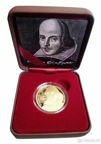 Zlatá půluncová mince W. Shakespeare Proof, 2016
