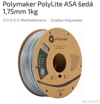 Polymaker PolyLite ASA šedá 1,75mm 1kg
