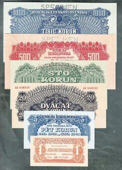 Staré bankovky KOMPLET SESTAVA 1944 bezvadný stav