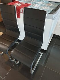 Židle kovové s koženým potahem