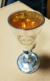 Mešní pohár - foukané sklo (selské stříbro), výška cca 27cm - 1