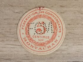 Francie 3 vzácné válečné papírové francouzské mince 1916
