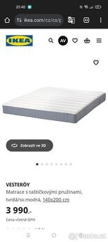 Matrace IKEA 140x200 s taštičkovými pružinami