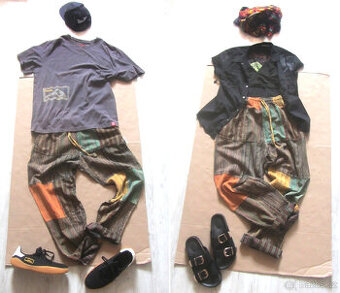 Nové pohodlné unisex etno kalhoty patchwork