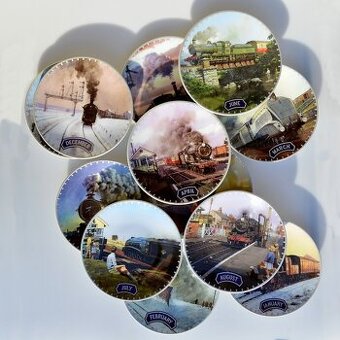 Vlaky 12 měsíců v roce -12 ks porcelánové talíře