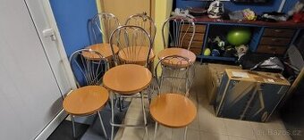 Barové židle chrom-třešeń