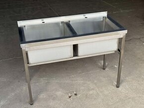 Nerezový dvojdřez -GASTRO mycí stůl (rozměry 100cm-140cm)