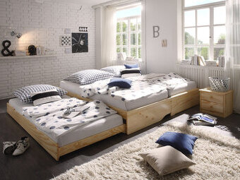 Rozkládací postel 90-180x200s přistýlkou. Masiv