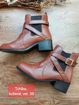 Rezavě hnědé kožené boty Tchibo vel. 38
