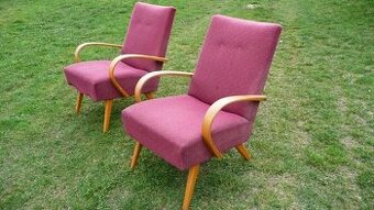 Křesílka červená-retro-dva kusy