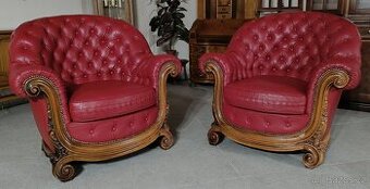 Kožená, Chesterfield křesla v barokním stylu. TOP