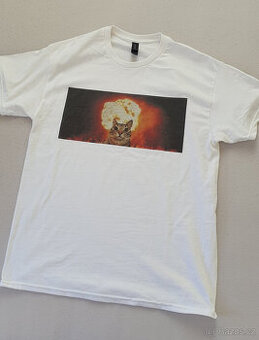 Explosion meme cat – bílé tričko, vel. L